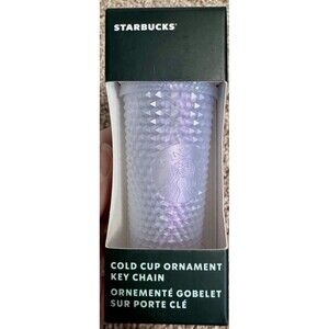STARBUCKS Keychain Ornament WHITE GLACIER mini Cold Cup Holiday New